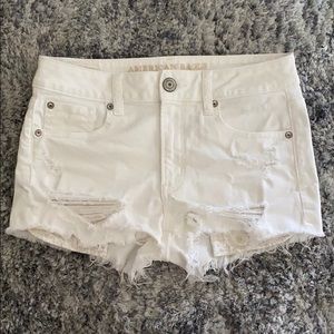 American Eagle Hi-Rise White Denim Shorts